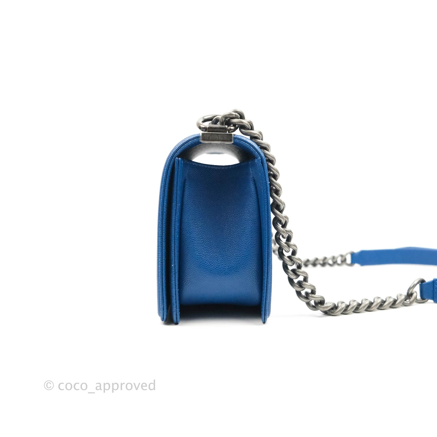 Chanel Quilted Medium Boy Blue Caviar Ruthenium Hardware