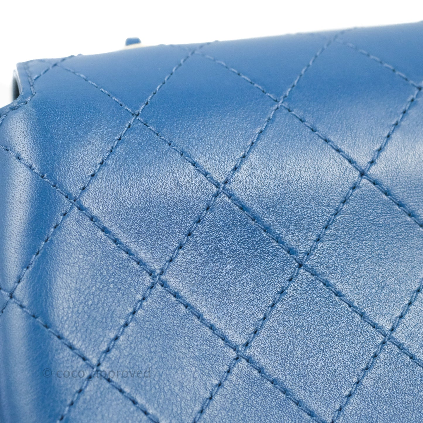 Chanel Blue Quilted Leather Small Frame In Flap Bag