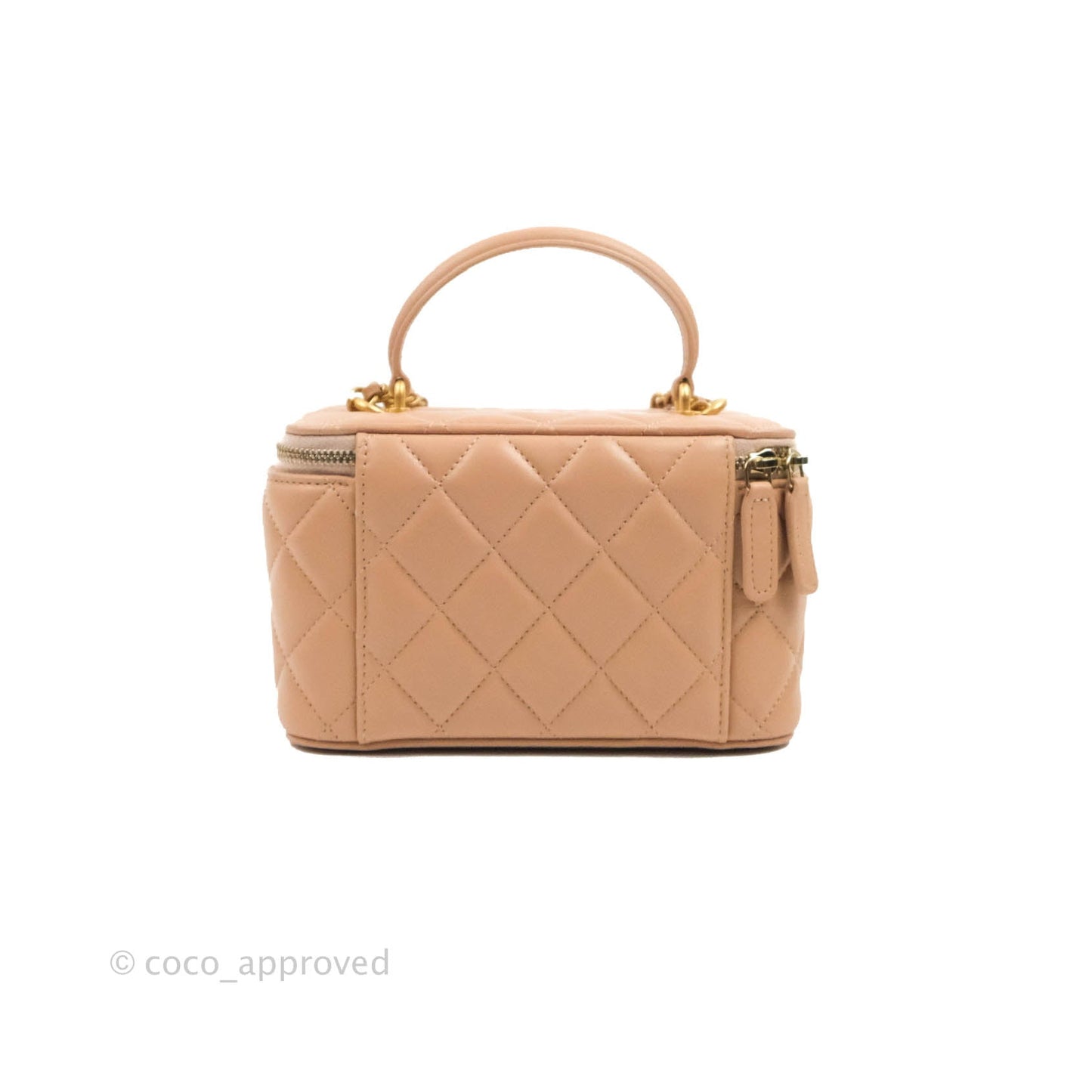 Chanel Vanity With Chain Beige Lambskin Aged Gold Hardware