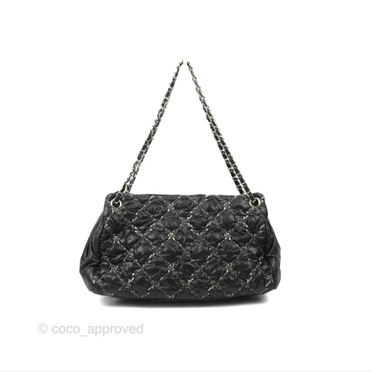 Chanel Large Tweed on Stitch Tote Quilted Nylon Black