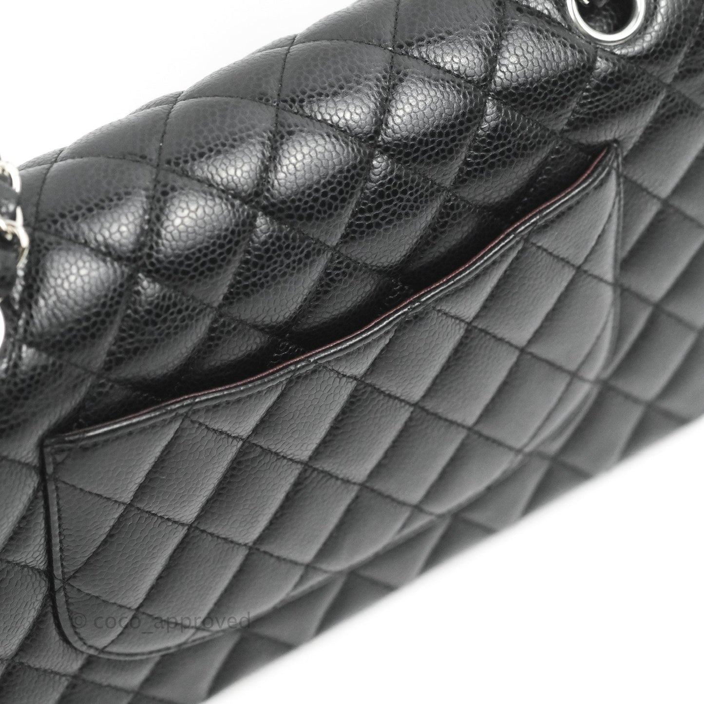 Chanel Classic M/L Medium Flap Quilted Black Caviar Silver Hardware