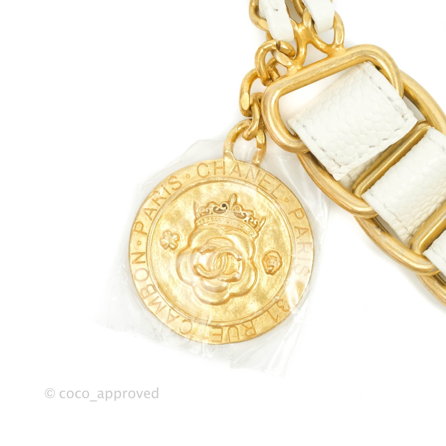 Chanel Mini Flap Bag Coin Charm Soul Chain White Caviar Aged Gold Hardware 21A