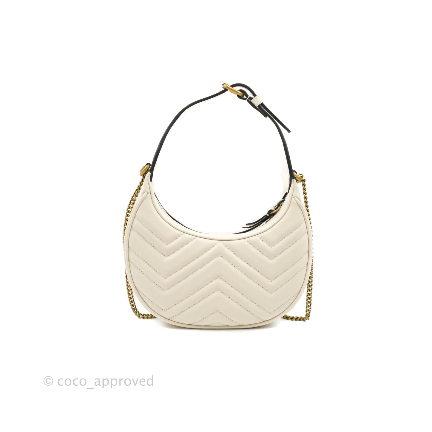 Gucci GG Marmont Half Moon-shaped Mini Bag White