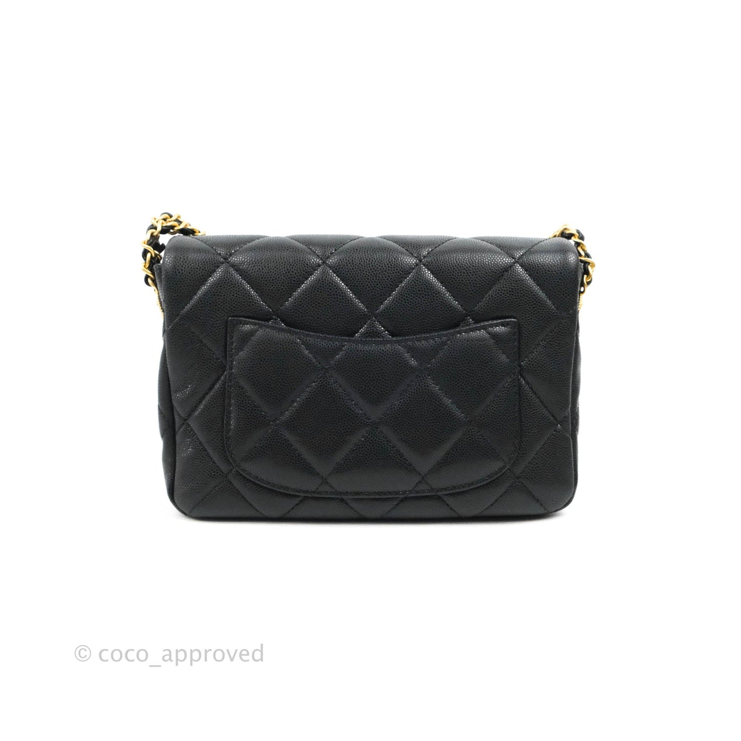 Chanel Small Buttons Gold Coins Flap Bag Black Caviar Aged Gold Hardware