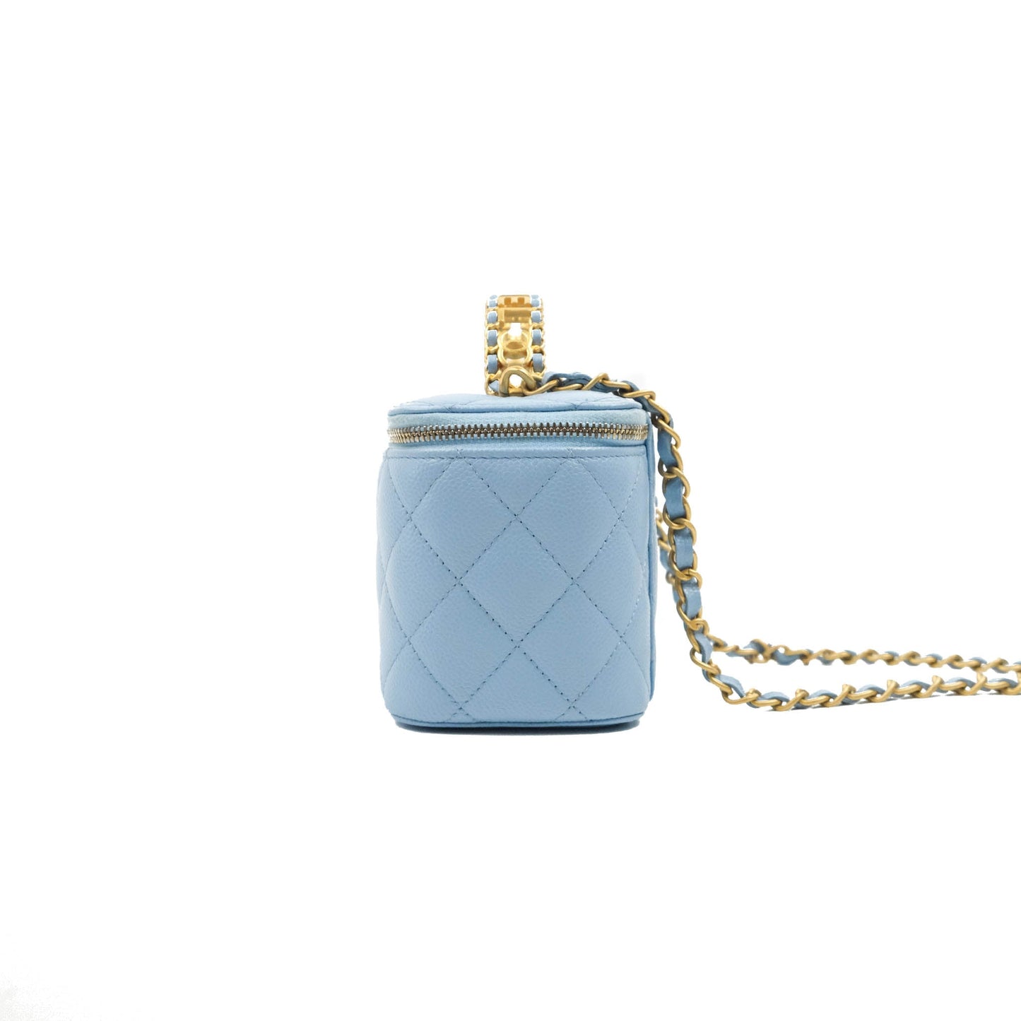 Chanel Vanity Rectangular with Top Handle Pick Me Up Blue Caviar Aged Gold Hardware 22S