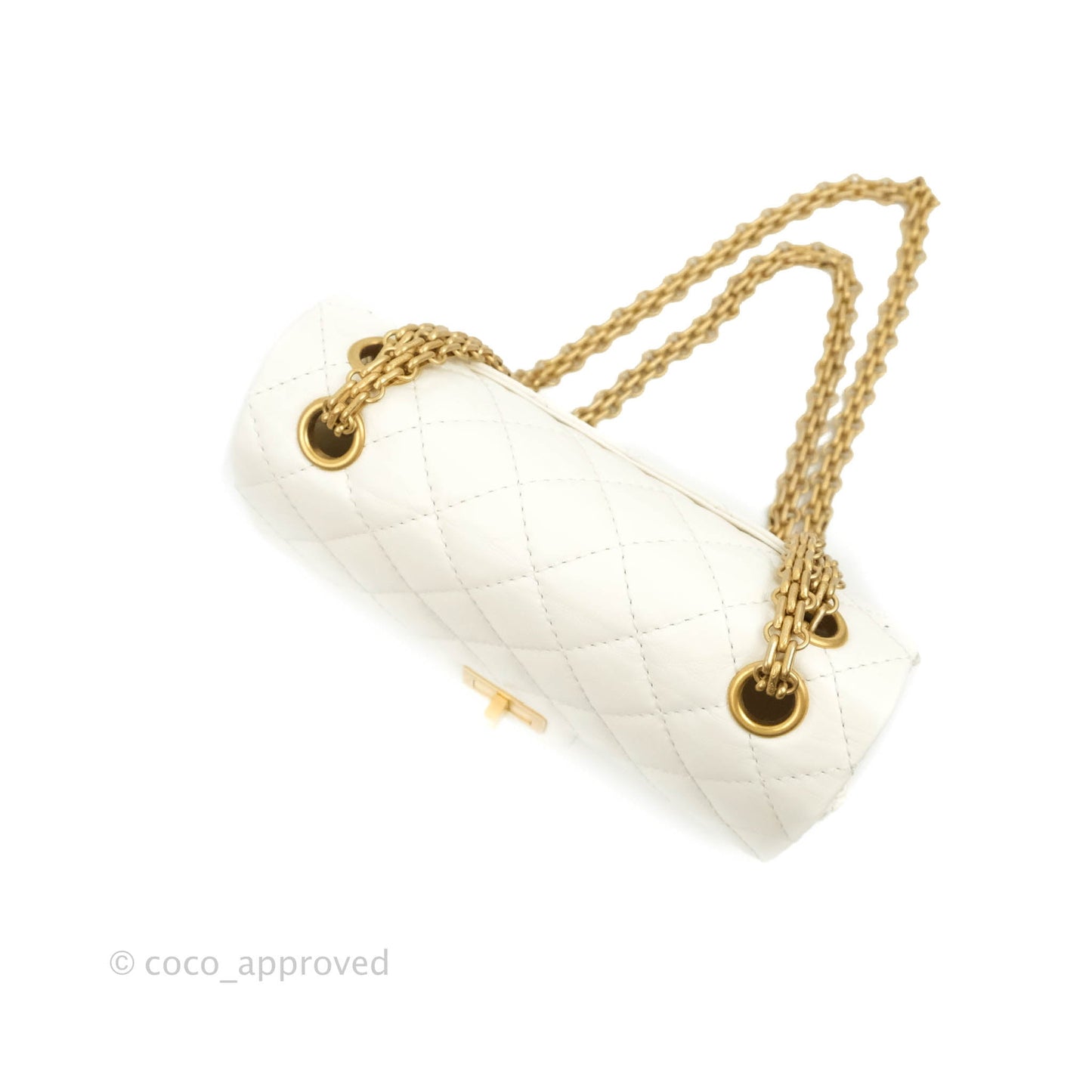 Chanel Mini Reissue 224 White Aged Calfskin Gold Hardware