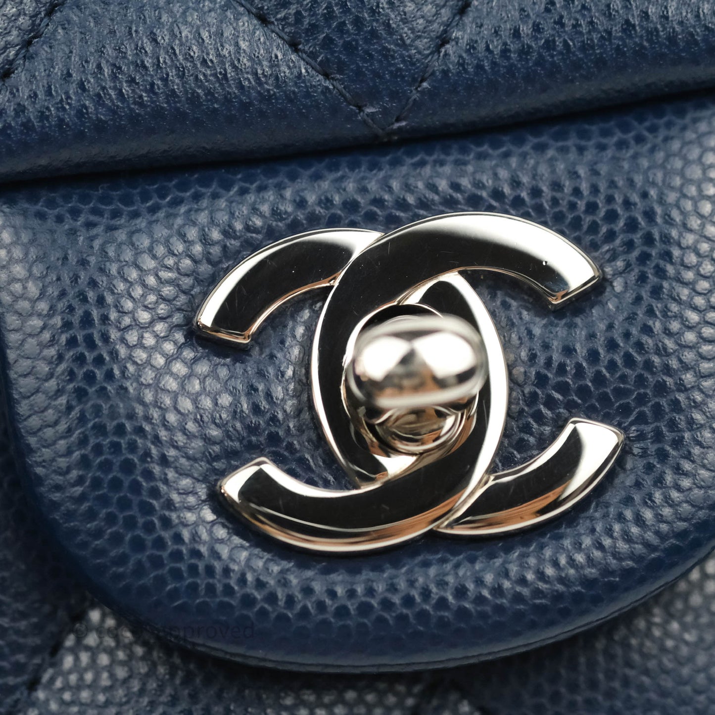 Chanel Quilted Mini Rectangular Flap Blue Caviar Silver Hardware 17B