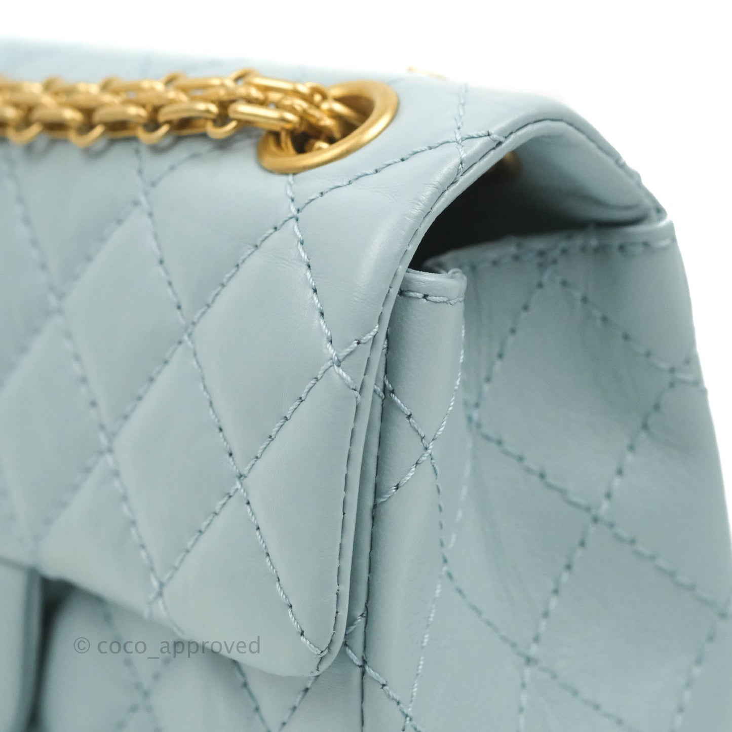Chanel Mini Reissue 224 Light Blue Aged Calfskin Aged Gold Hardware