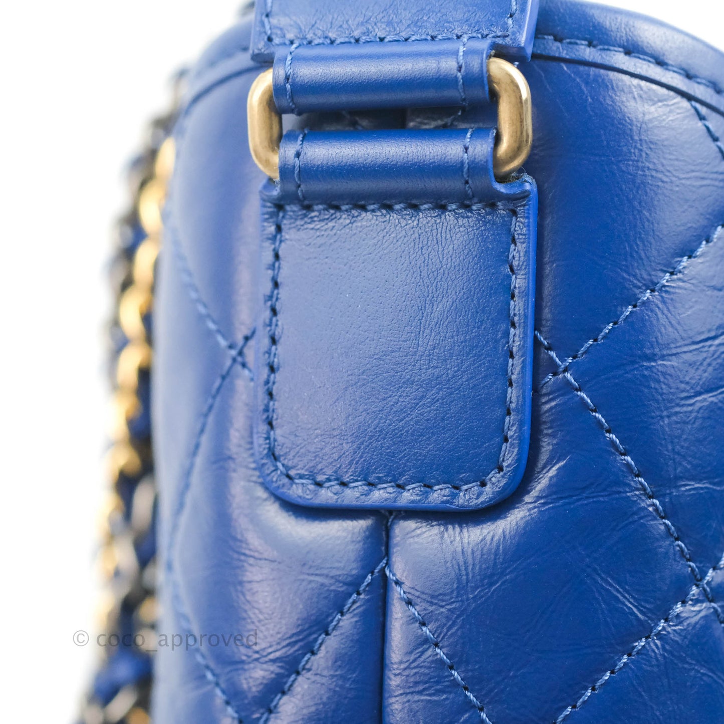 Chanel Quilted Small Gabrielle Logo Hobo Blue Aged Calfskin