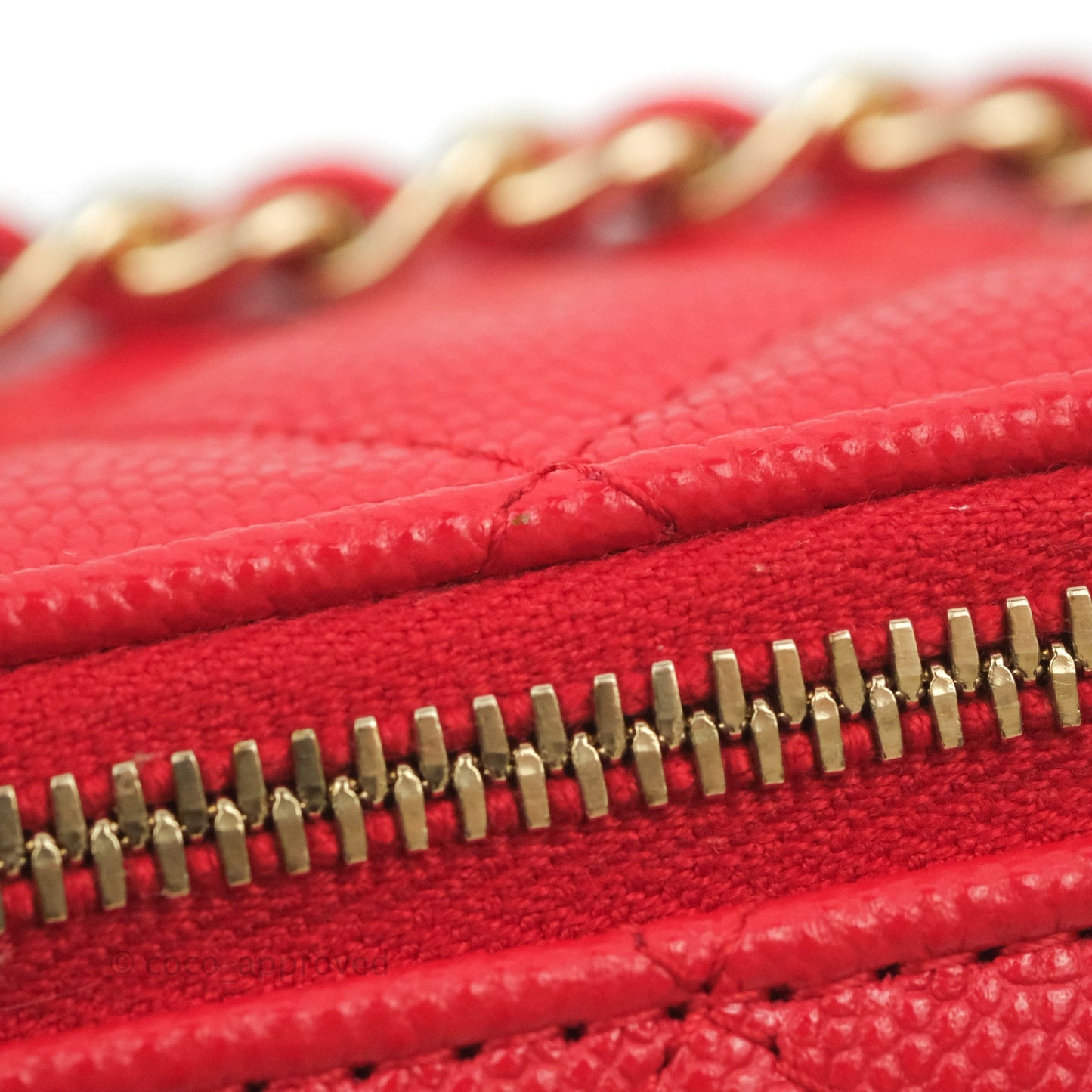 Chanel Mini Vanity With Chain Red Caviar Gold Hardware