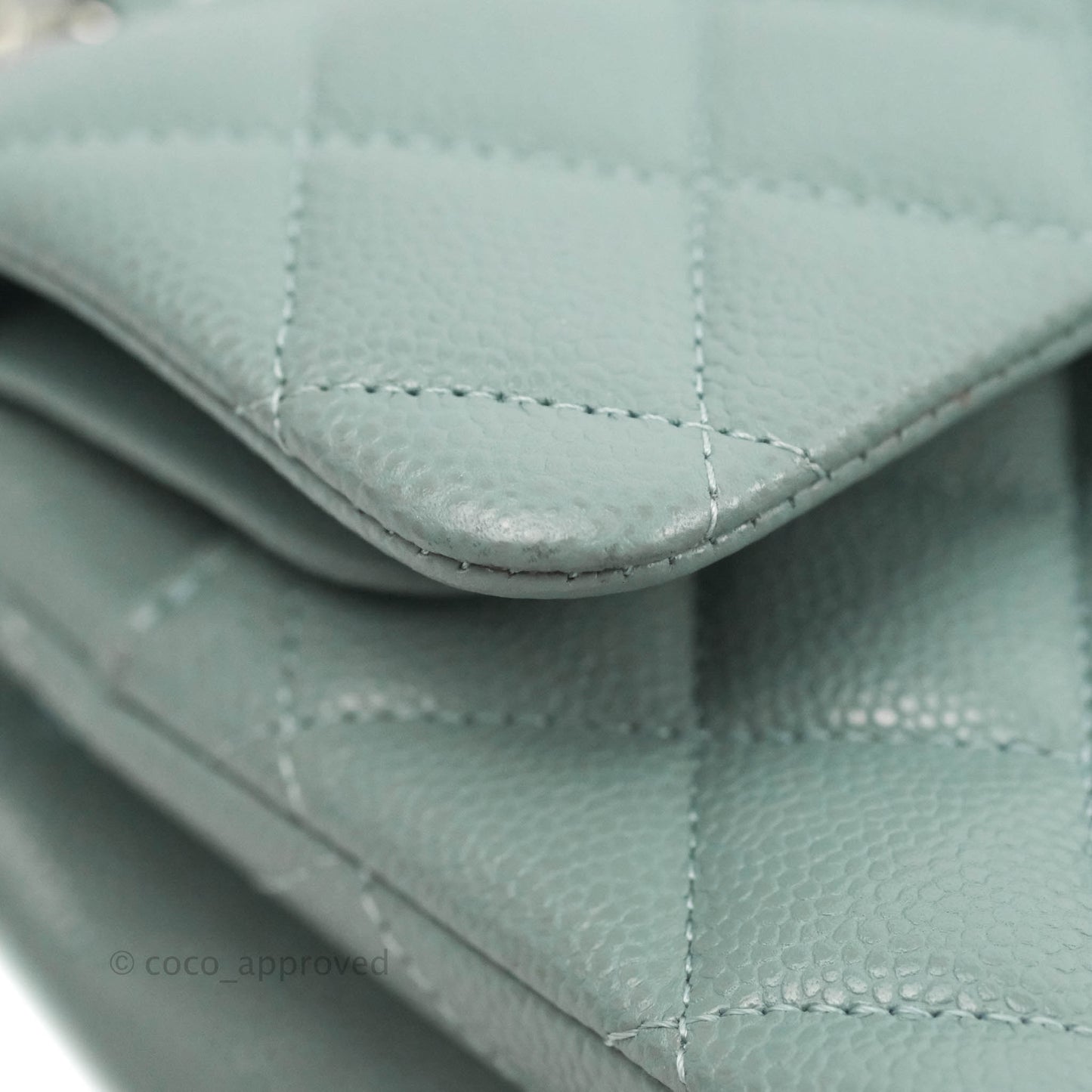 Chanel Small Classic Quilted Flap Light Blue Caviar Silver Hardware 20B