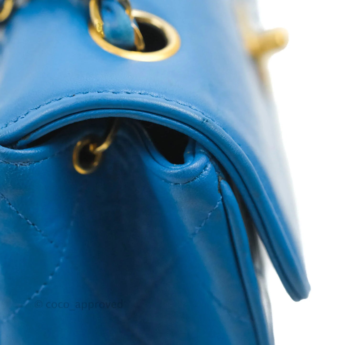 Chanel Vintage Trapezoid Flap Bag Blue Lambskin 24K Gold Hardware