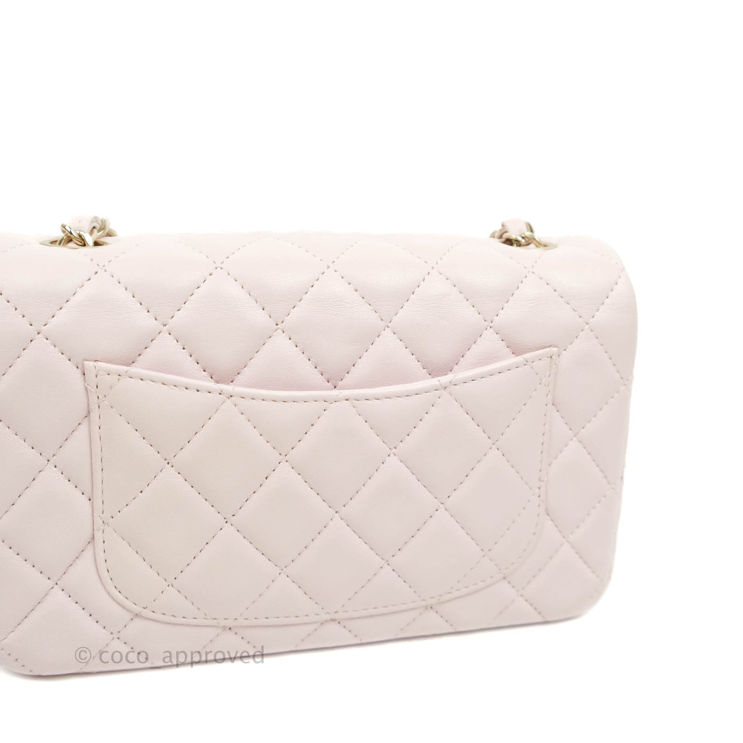 Chanel Quilted Mini Rectangular Flap Pale Pink Lambskin Gold Hardware