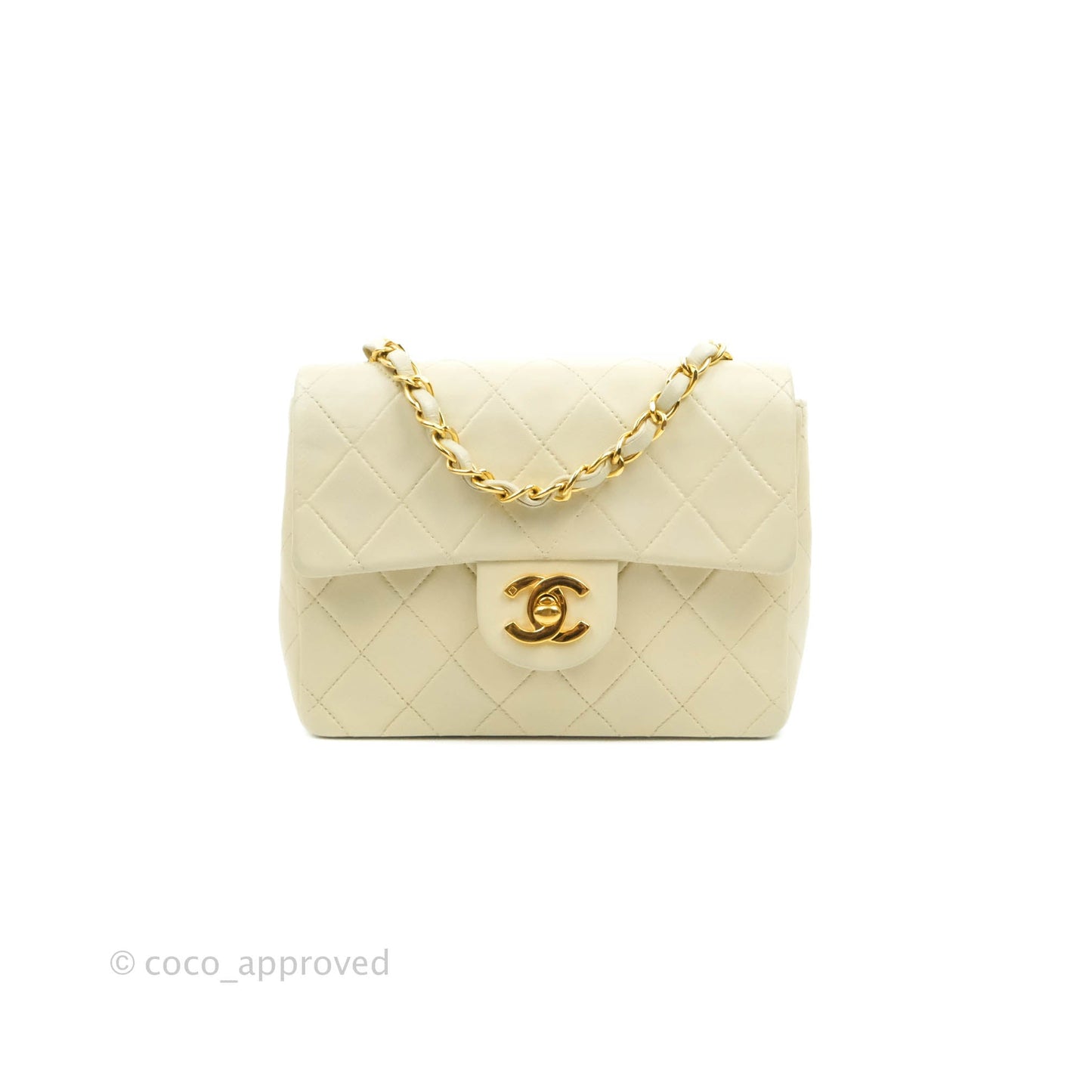 Chanel Vintage Mini Square Beige Lambskin 24K Gold Hardware