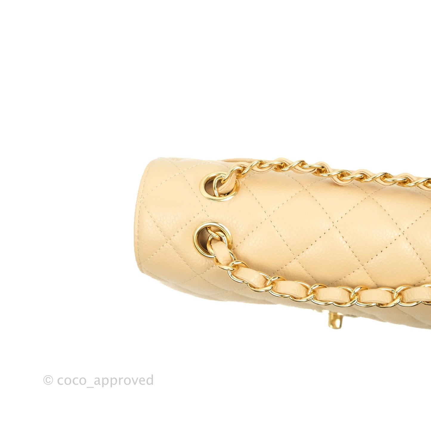Chanel S/M Small Classic Quilted Flap Beige Caviar Gold Hardware