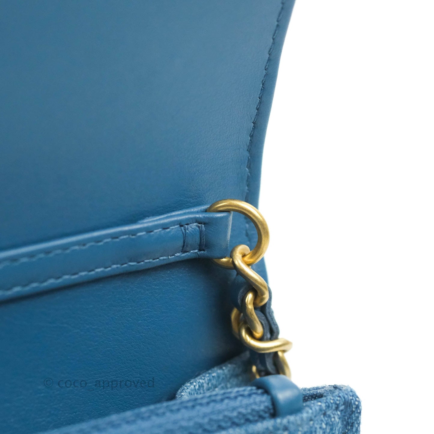 Chanel Quilted Pearl Crush Wallet on Chain WOC Denim Aged Gold Hardware
