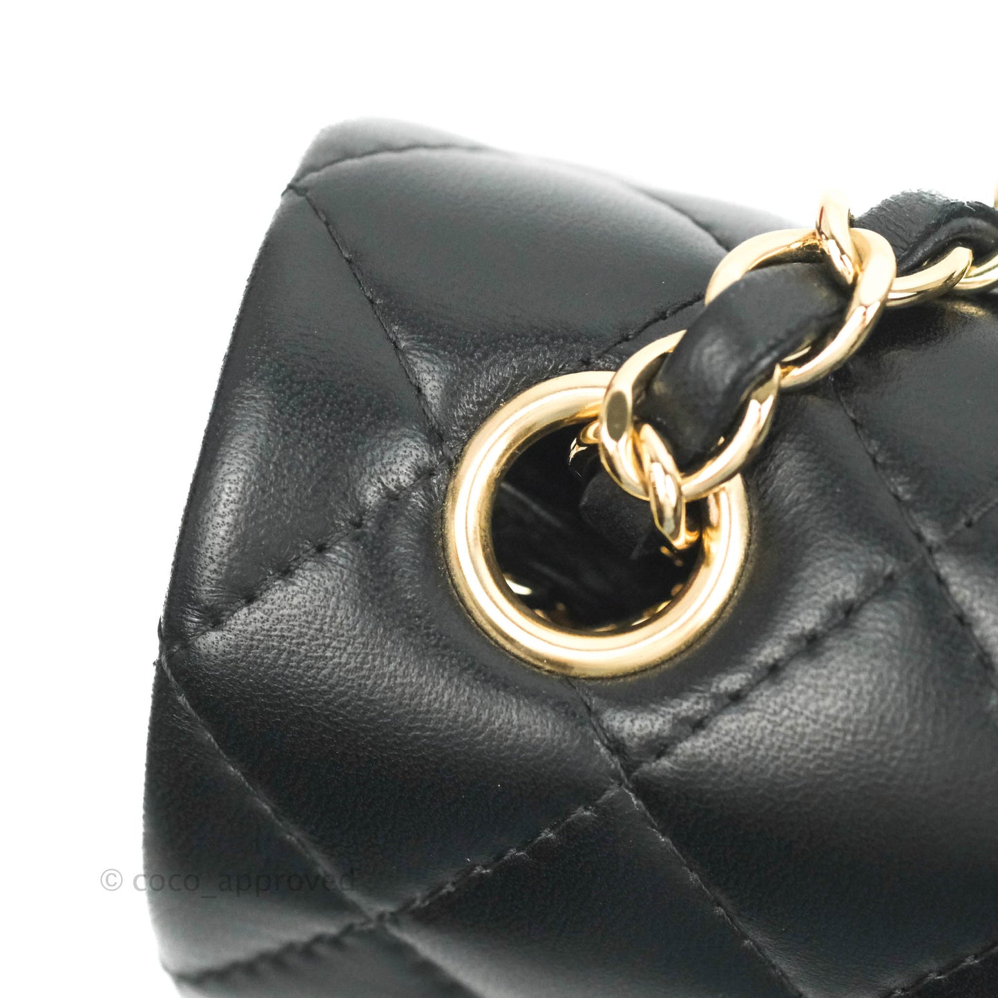 Chanel Quilted Mini Rectangular Black Lambskin Gold Hardware