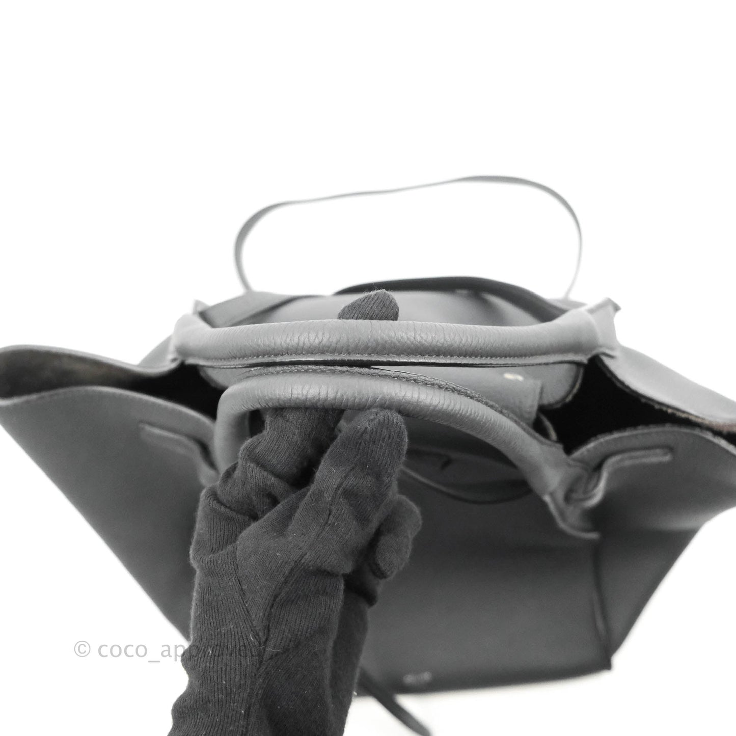 Celine Small Big Bag Black Supple Grained Leather Silver Hardware Dark Grey