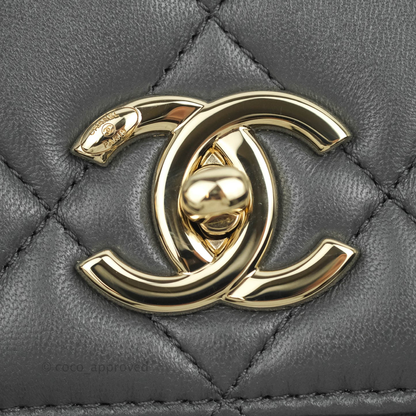 Chanel Small Quilted Trendy CC Dark Grey Lambskin Gold Hardware