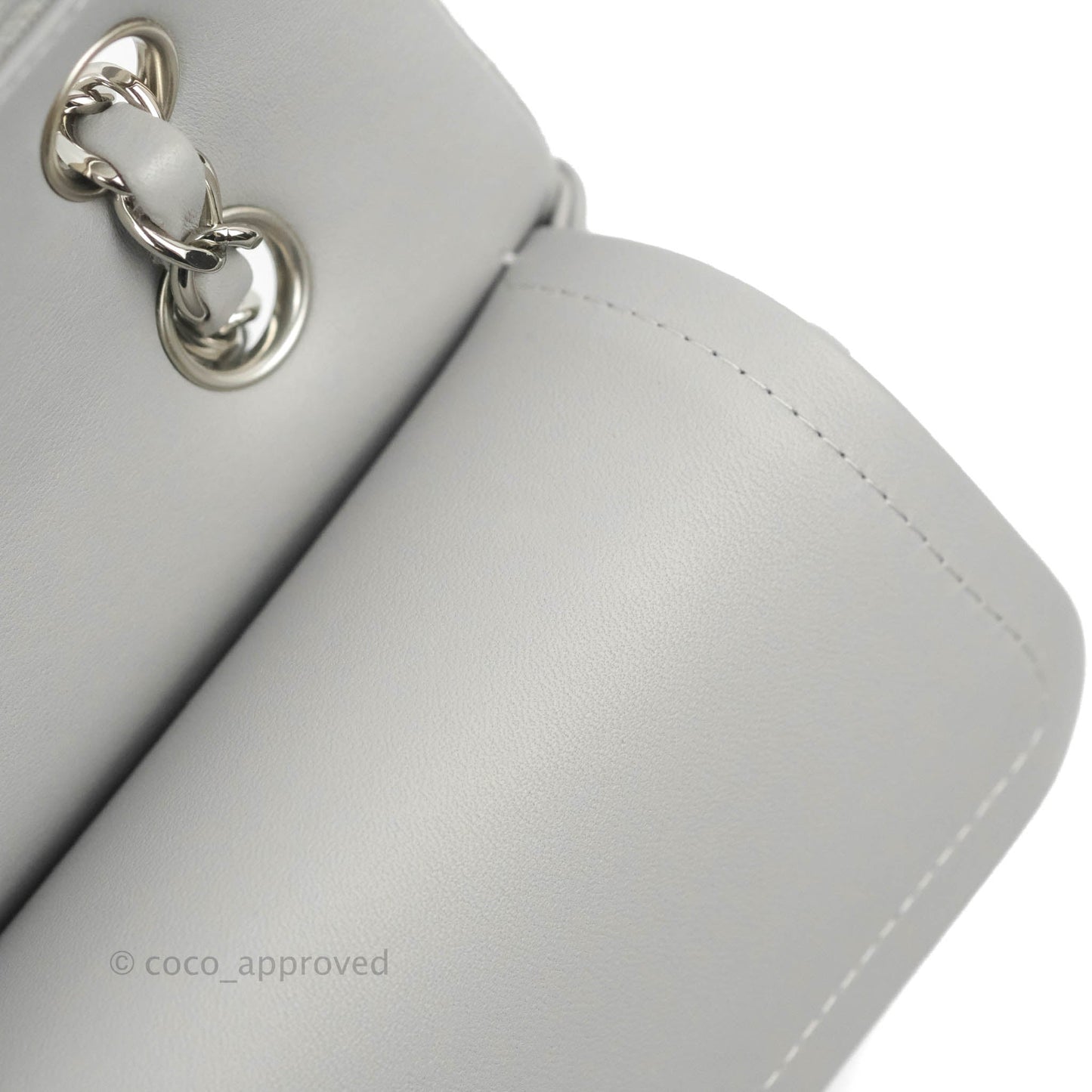 Chanel Small Classic Quilted Flap Grey Lambskin Silver Hardware