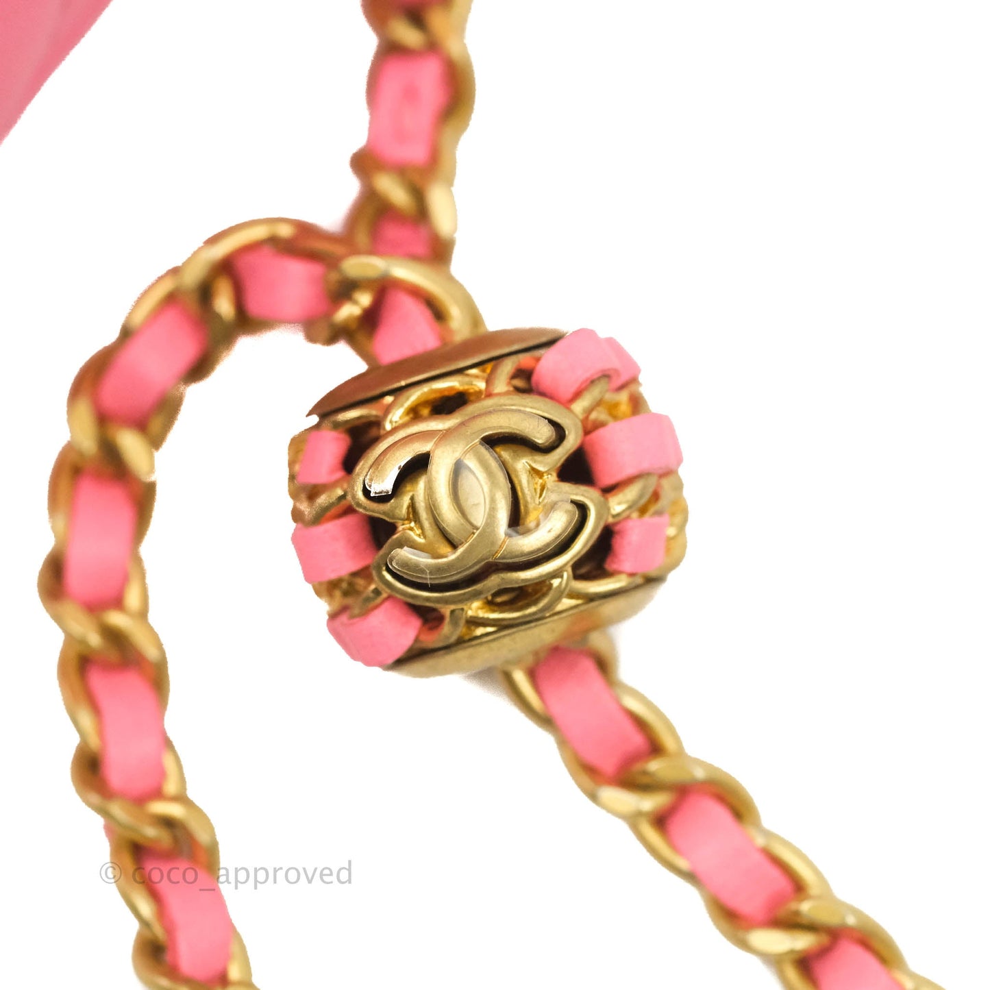 Chanel Vanity with Pearl Crush Chain Pink Lambskin Aged Gold Hardware