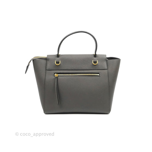 Celine Micro Belt Bag Grey Grained Calfskin Gold Hardware