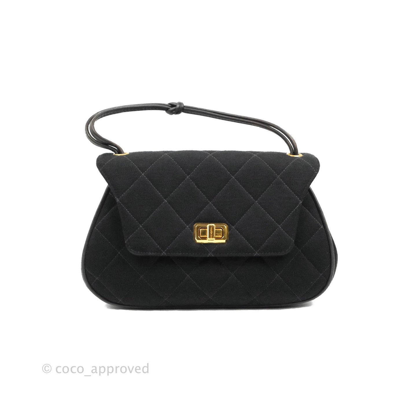 Chanel Vintage Small Quilted Jersey Mademoiselle Top Handle Flap Bag Black