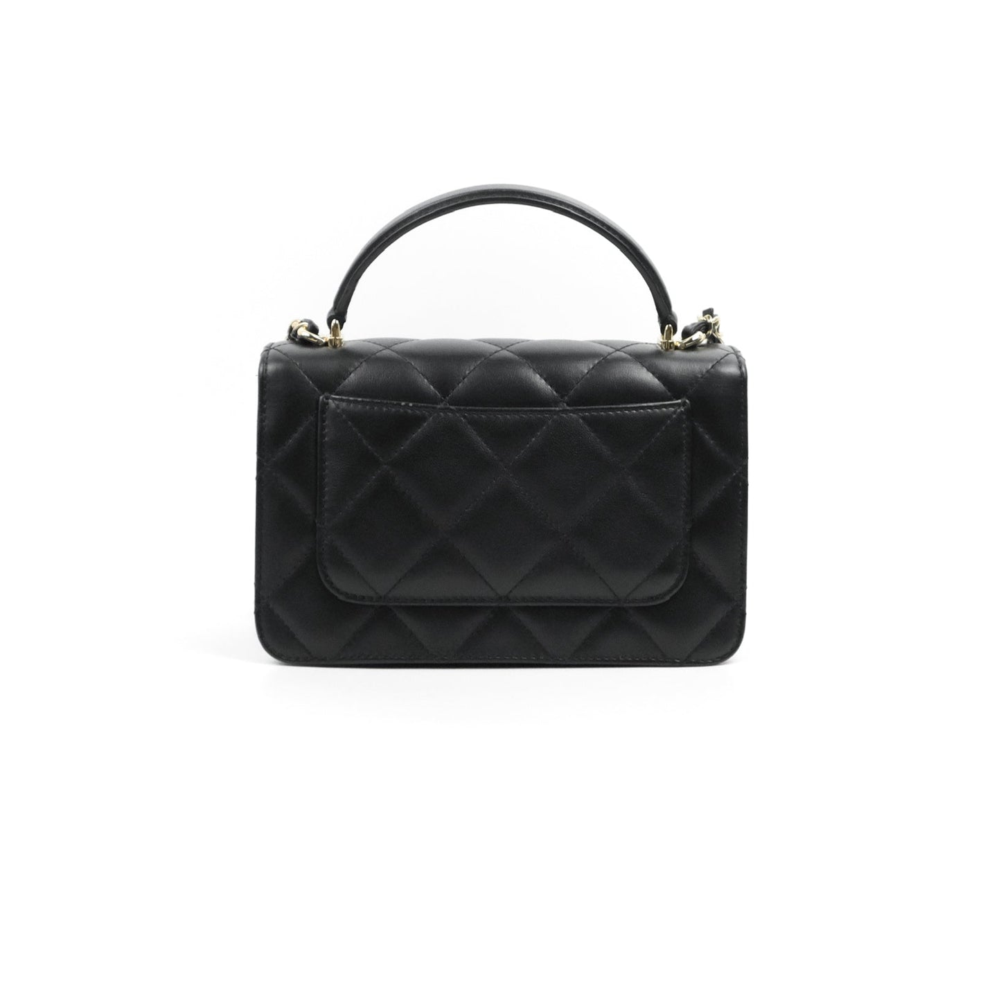Chanel Small Coco Lady Quilted Flap Bag With Top Handle Black Calfskin Gold Hardware