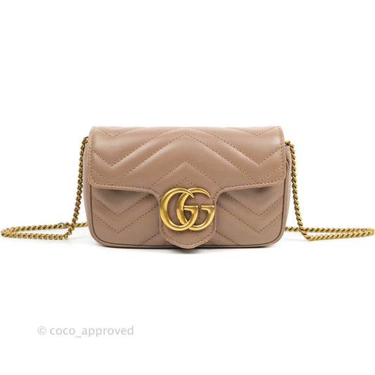 Gucci GG Marmont Matelassé Leather Super Mini Bag Dusty Pink