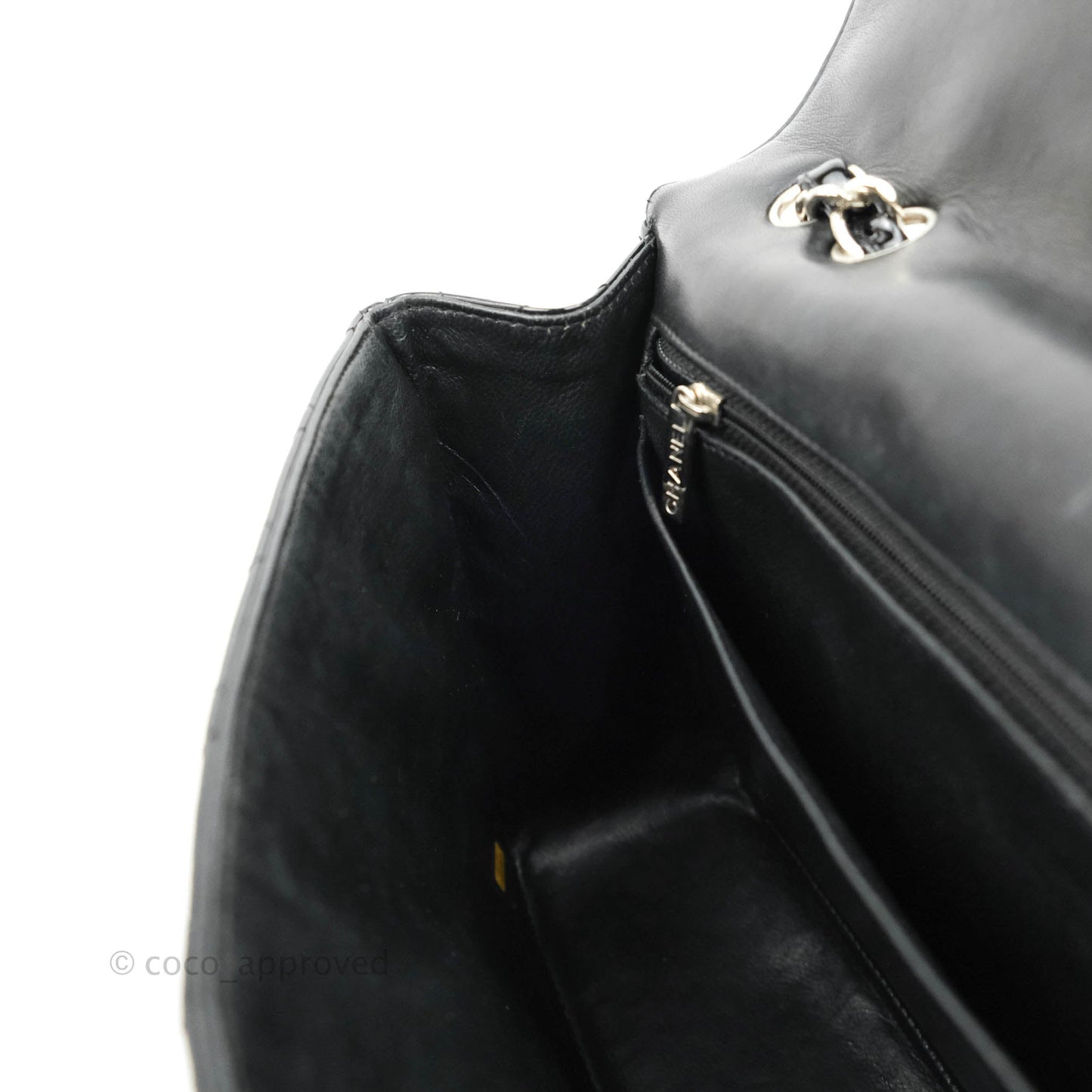 Chanel Jumbo Single Flap Black Patent Silver Hardware⁣⁣