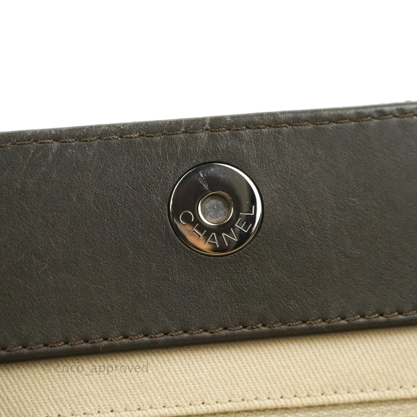 Chanel CC Tote Quilted Dark Green Patent Silver Hardware