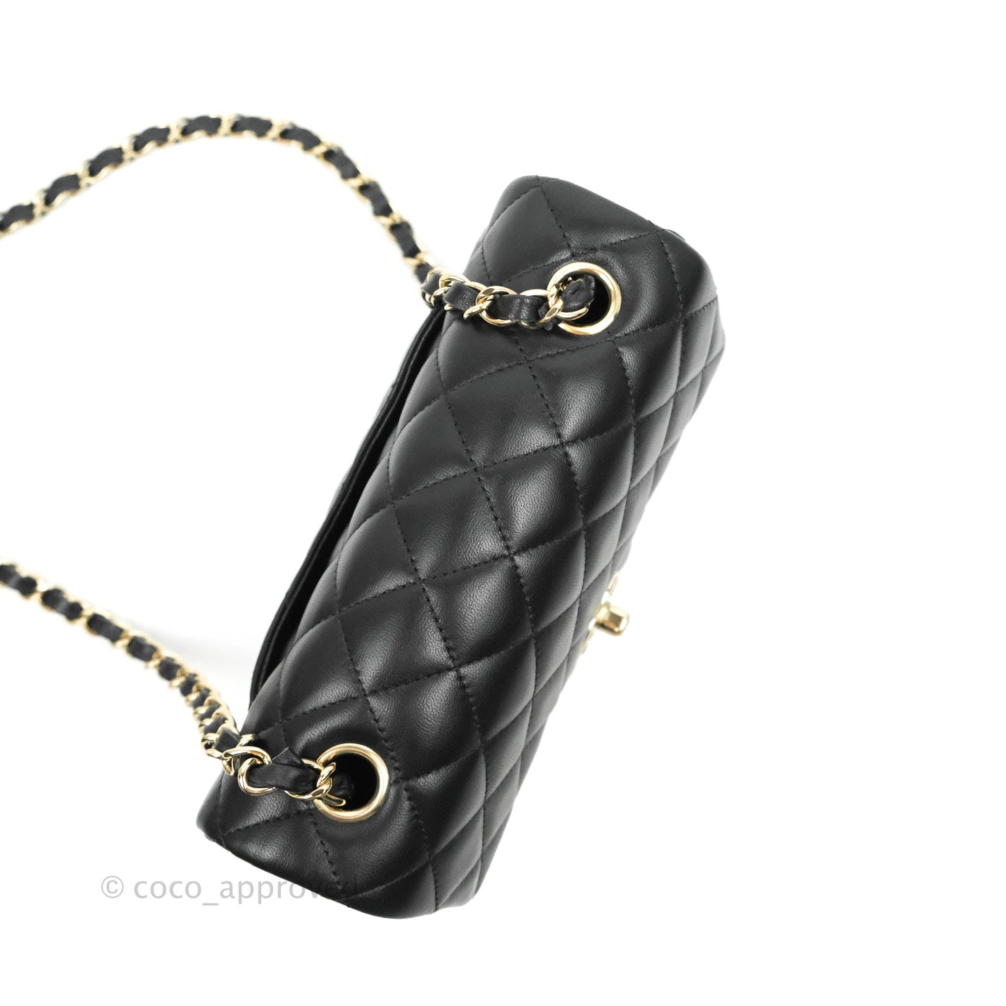 Chanel Quilted Mini Rectangular Flap Black Lambskin Gold Hardware