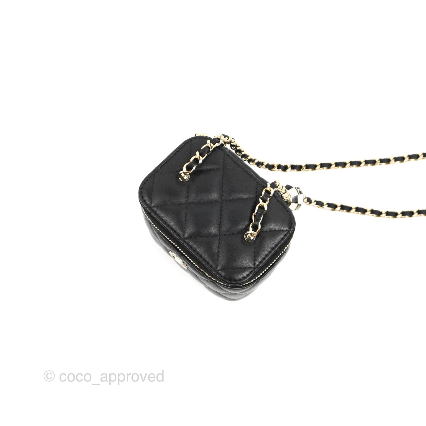 Chanel Mini Ball Crush Vanity With Chain Black Lambskin Gold Hardware