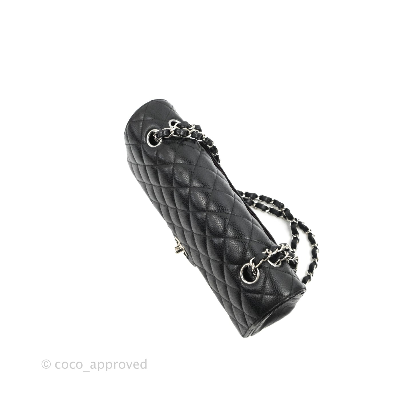 Chanel Classic M/L Medium Flap Quilted Black Caviar Silver Hardware