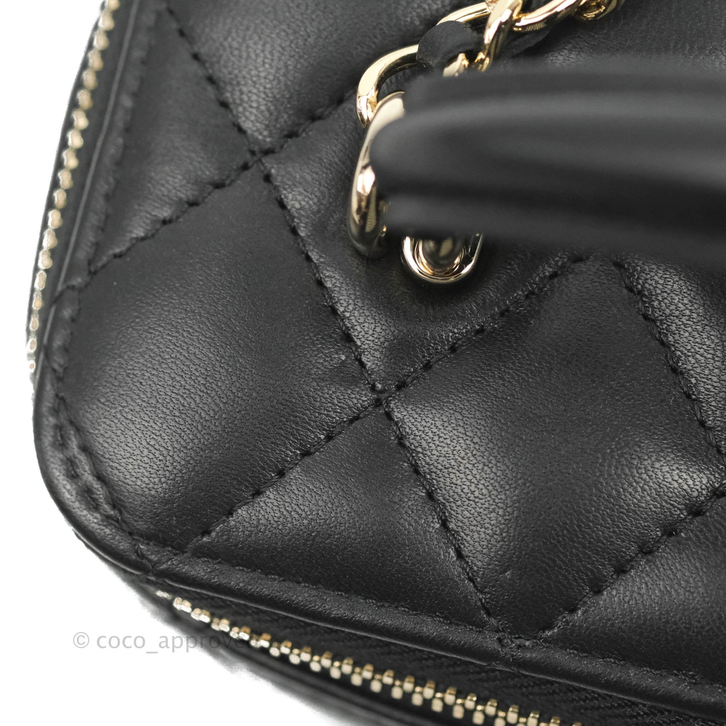 Chanel Vanity Rectangular Top Handle Black Lambskin Gold Hardware
