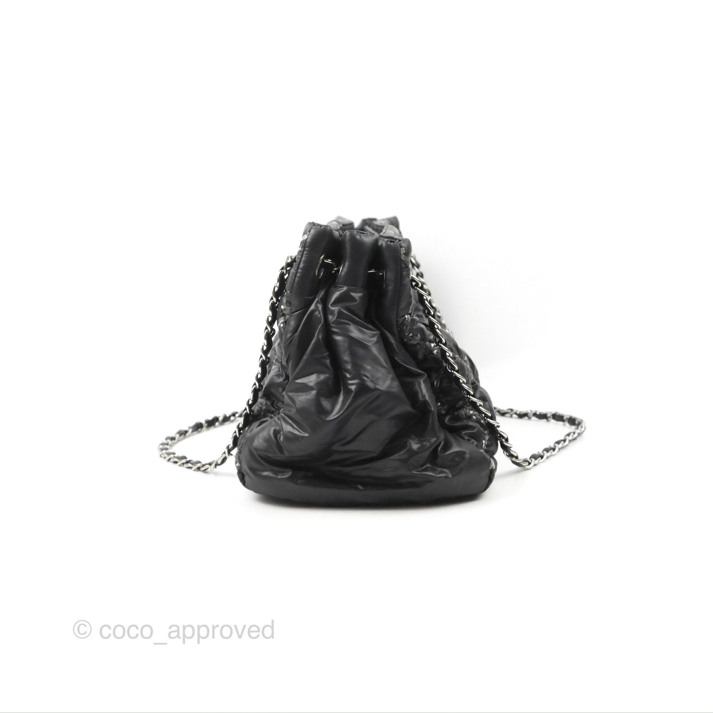Chanel Large Tweed on Stitch Tote Quilted Nylon Black