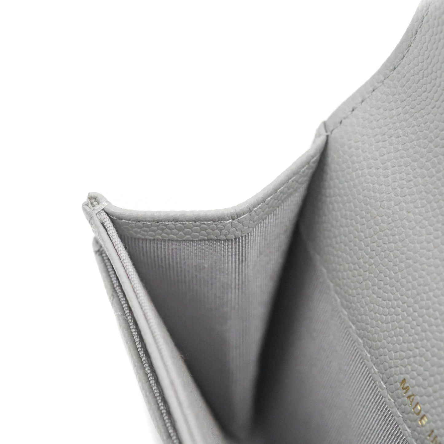 Chanel Quilted Flap Card Holder Grey Caviar Gold Hardware