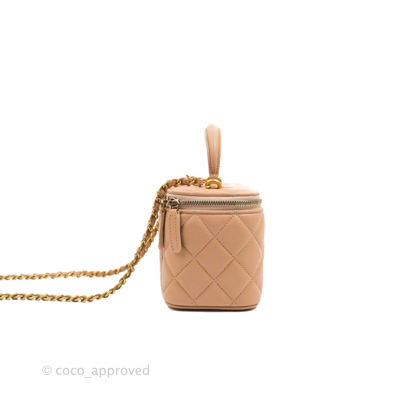 Chanel Vanity With Chain Beige Lambskin Aged Gold Hardware
