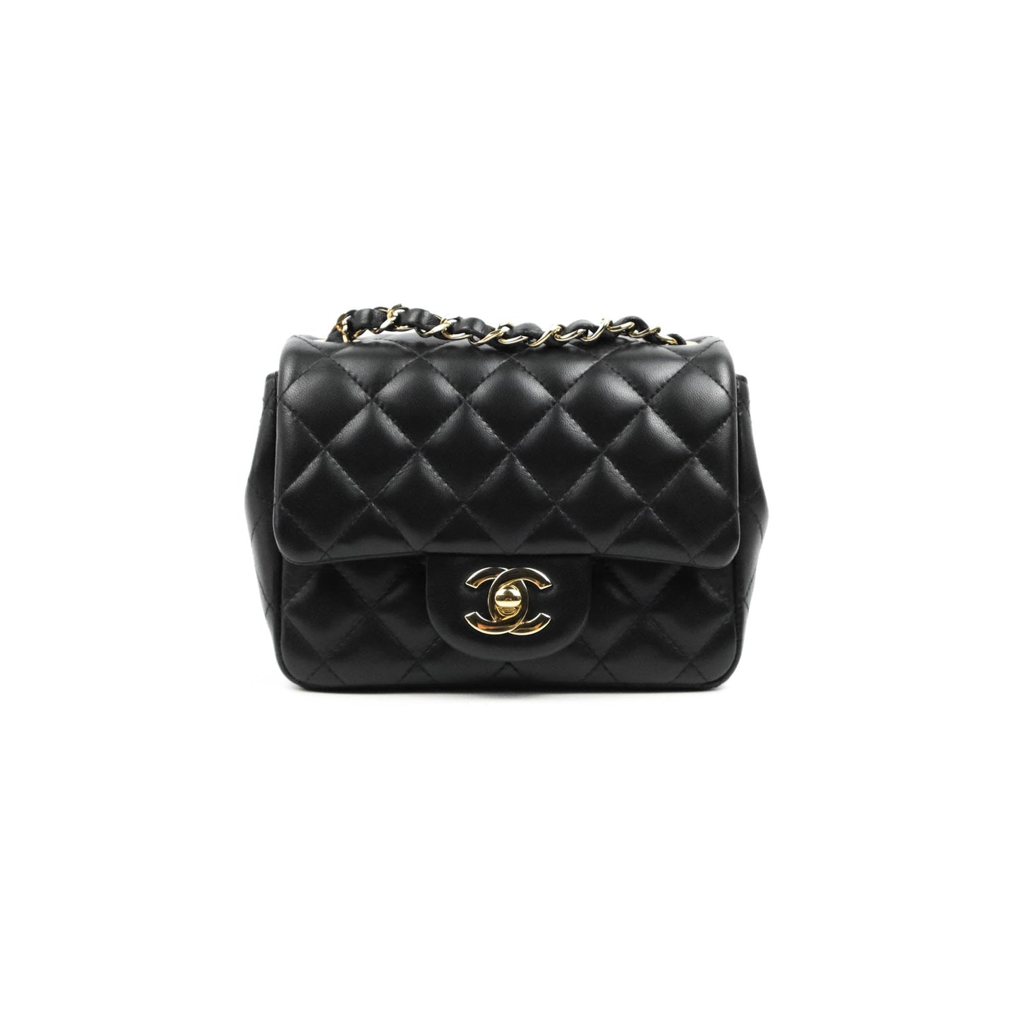 Chanel Mini Square Black Lambskin Gold Hardware