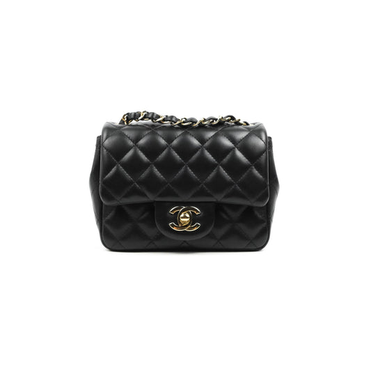Chanel Mini Square Black Lambskin Gold Hardware