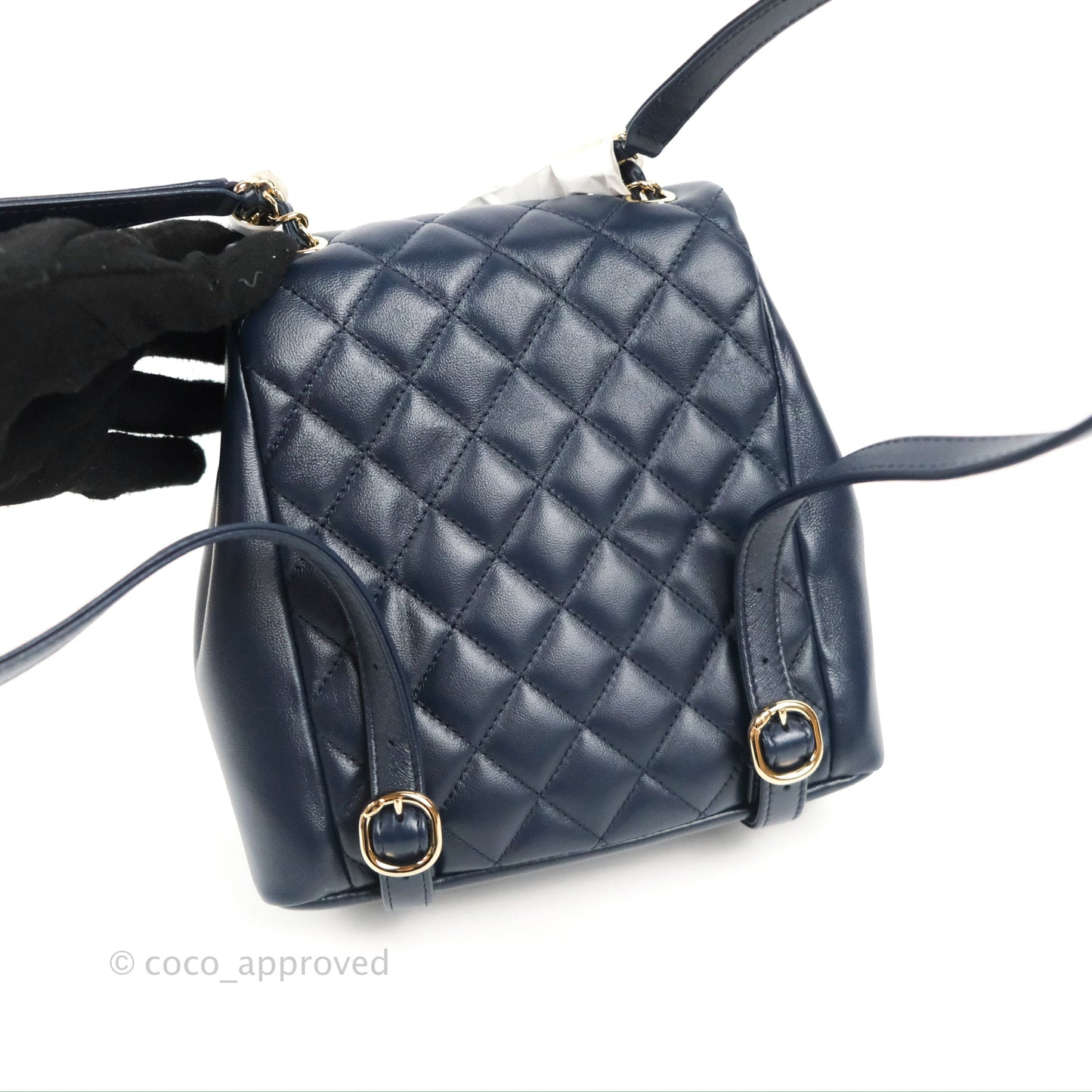 Chanel Duma Backpack Medium Navy Calfskin Gold Hardware 23P