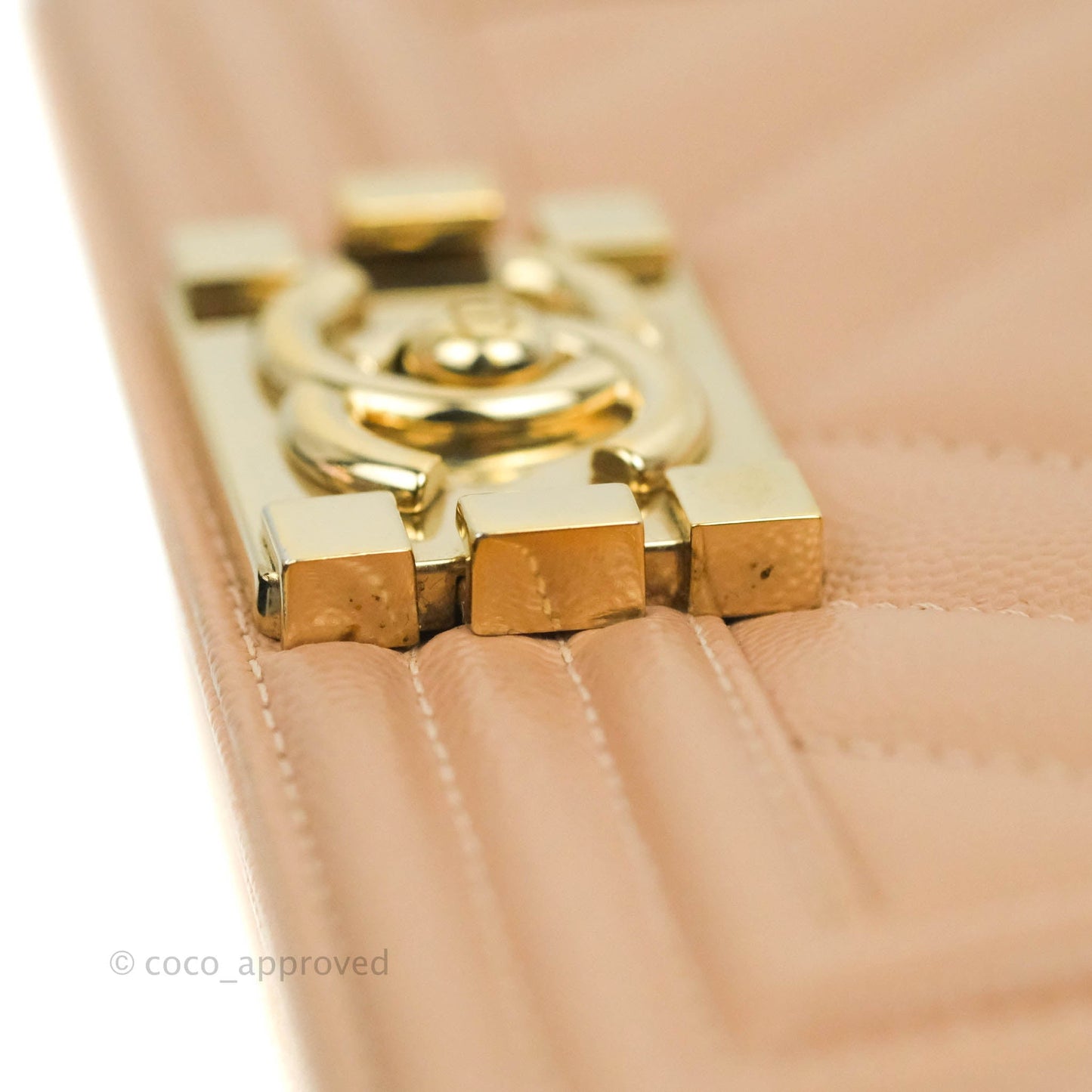 Chanel Small Chevron Boy Dark Beige Caviar Gold Hardware