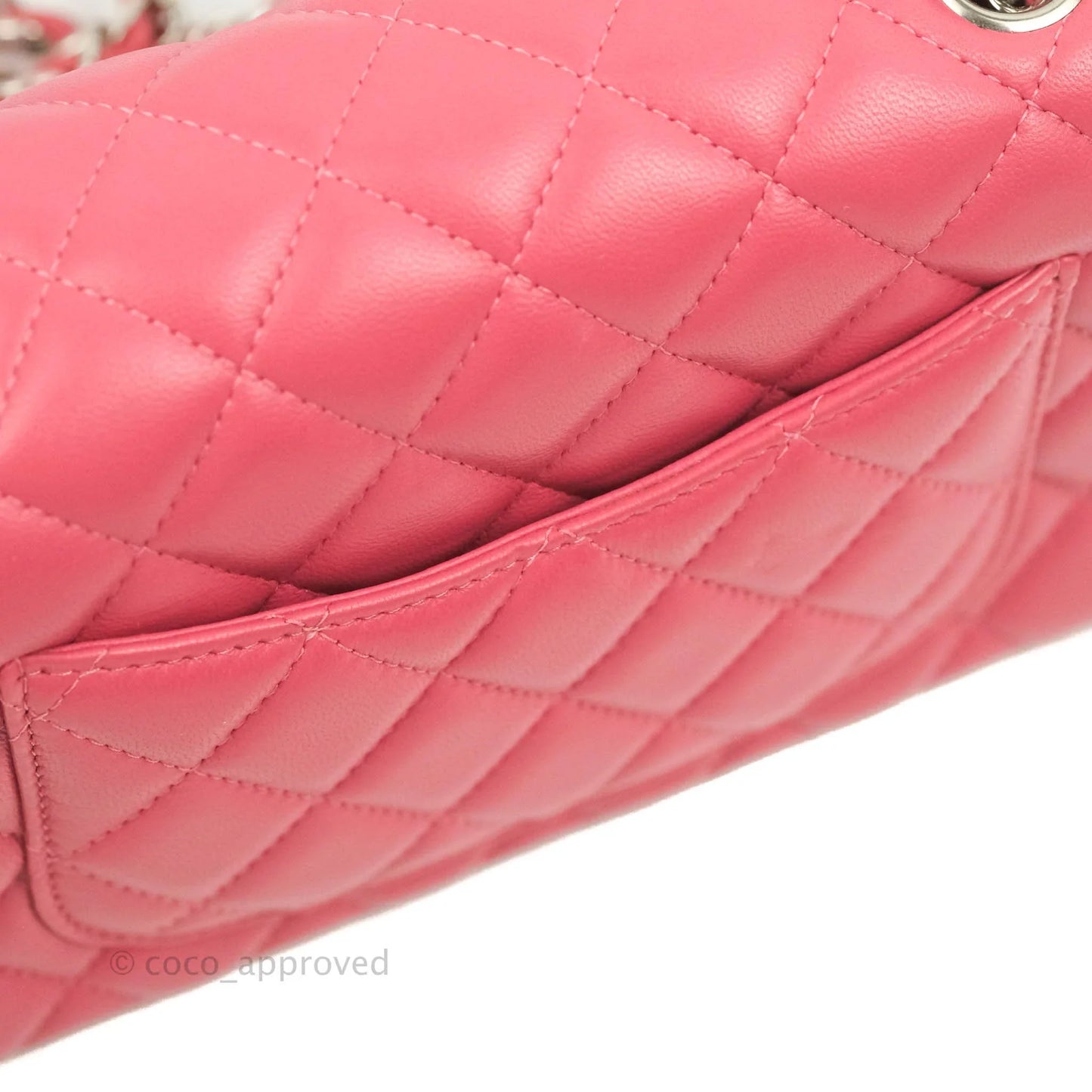 Chanel Quilted Mini Rectangular Flap Pink Lambskin Silver Hardware