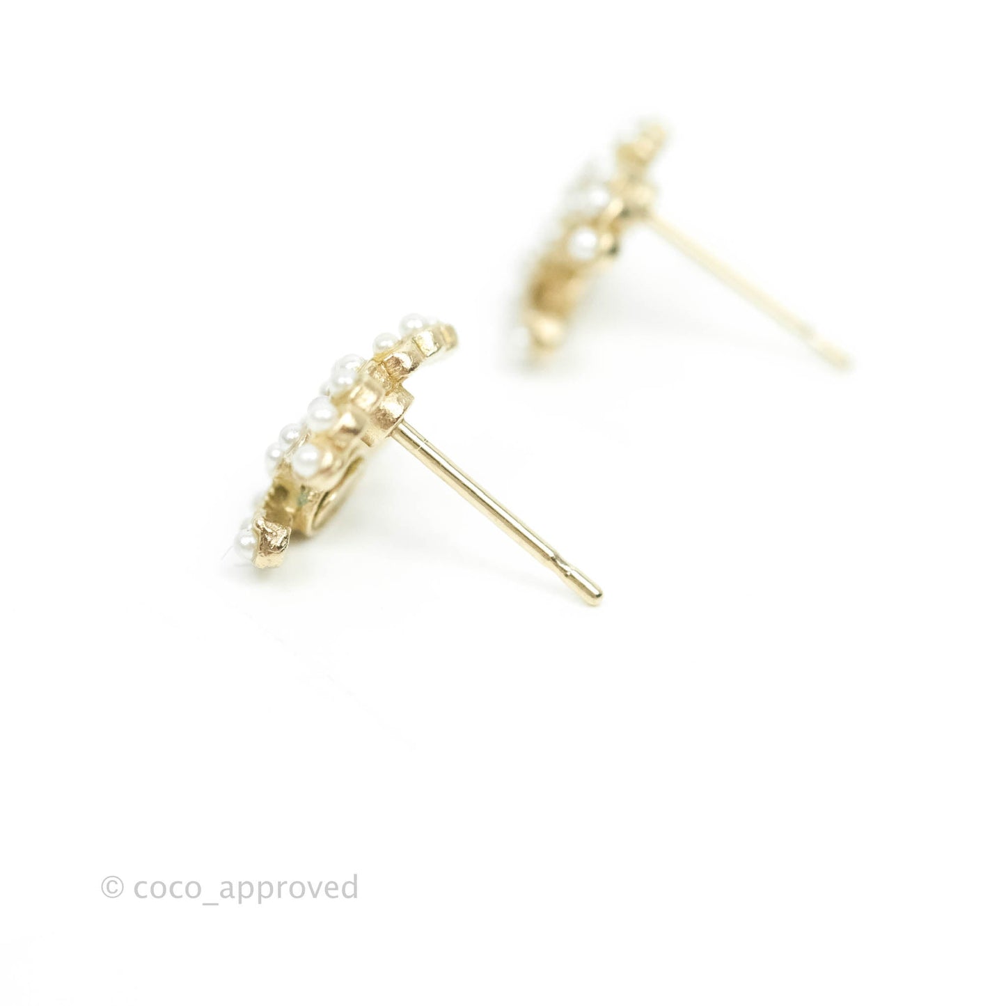 Chanel Small Pearl CC Earrings Gold Tone 20B