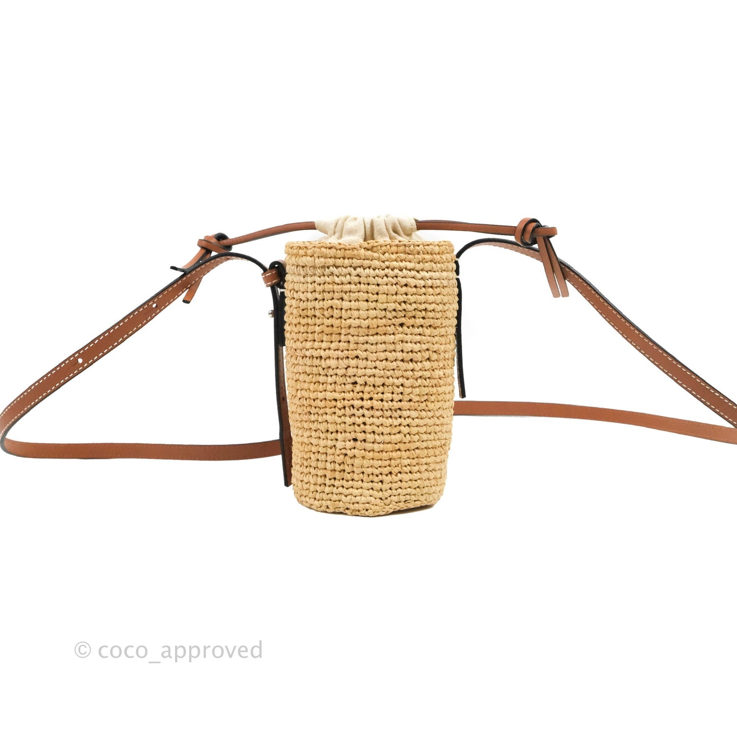 Loewe Cylinder Pocket In Raffia and Calfskin Natural/Tan