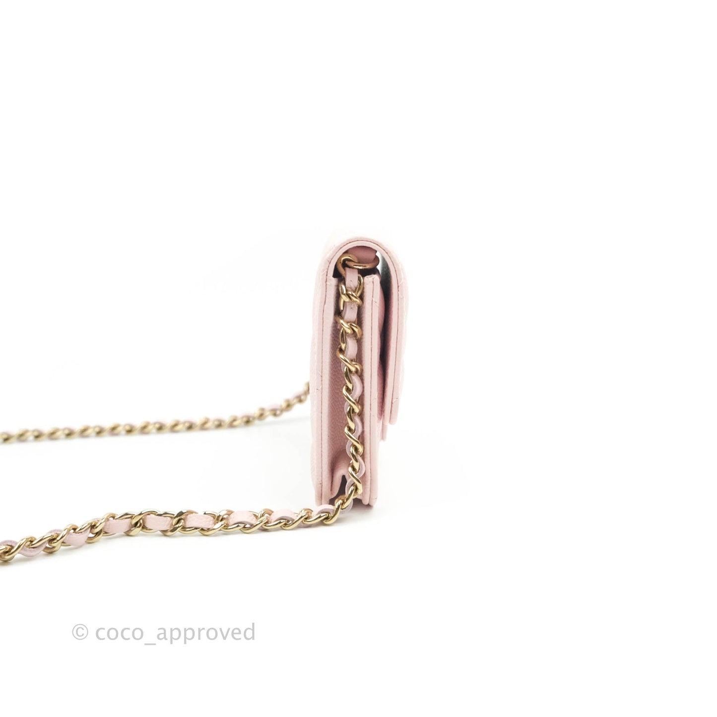 Chanel Mini Wallet With Chain Light Pink Caviar Gold Hardware