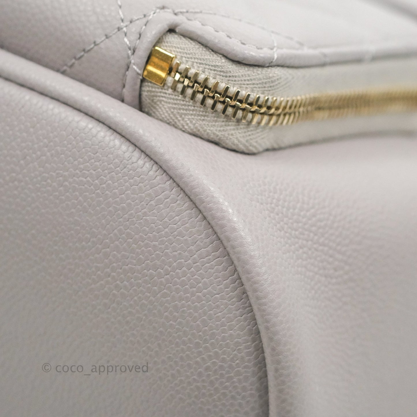 Chanel Quilted Business Affinity Backpack Grey Caviar Gold Hardware