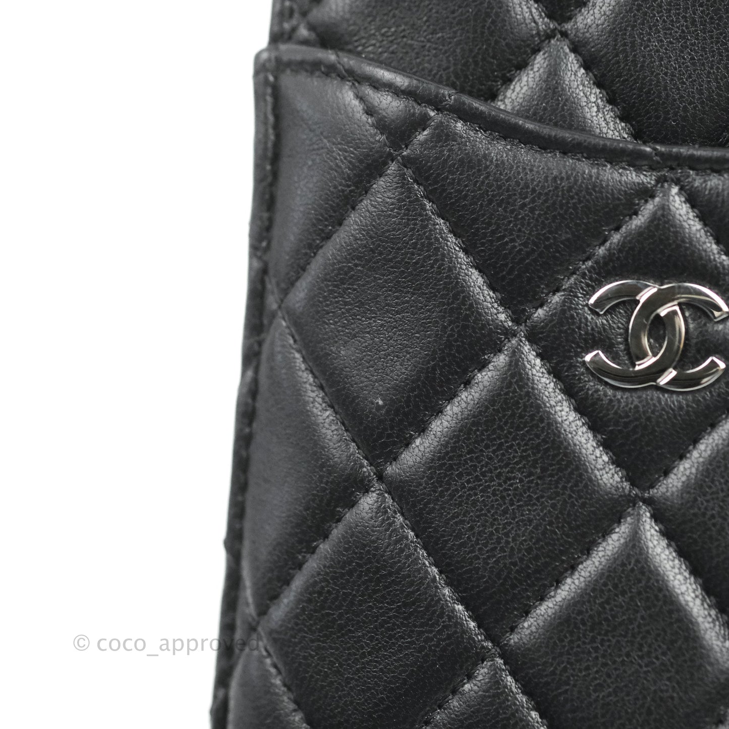 Chanel Black Lambskin Phone Holder Long Zip Wallet
