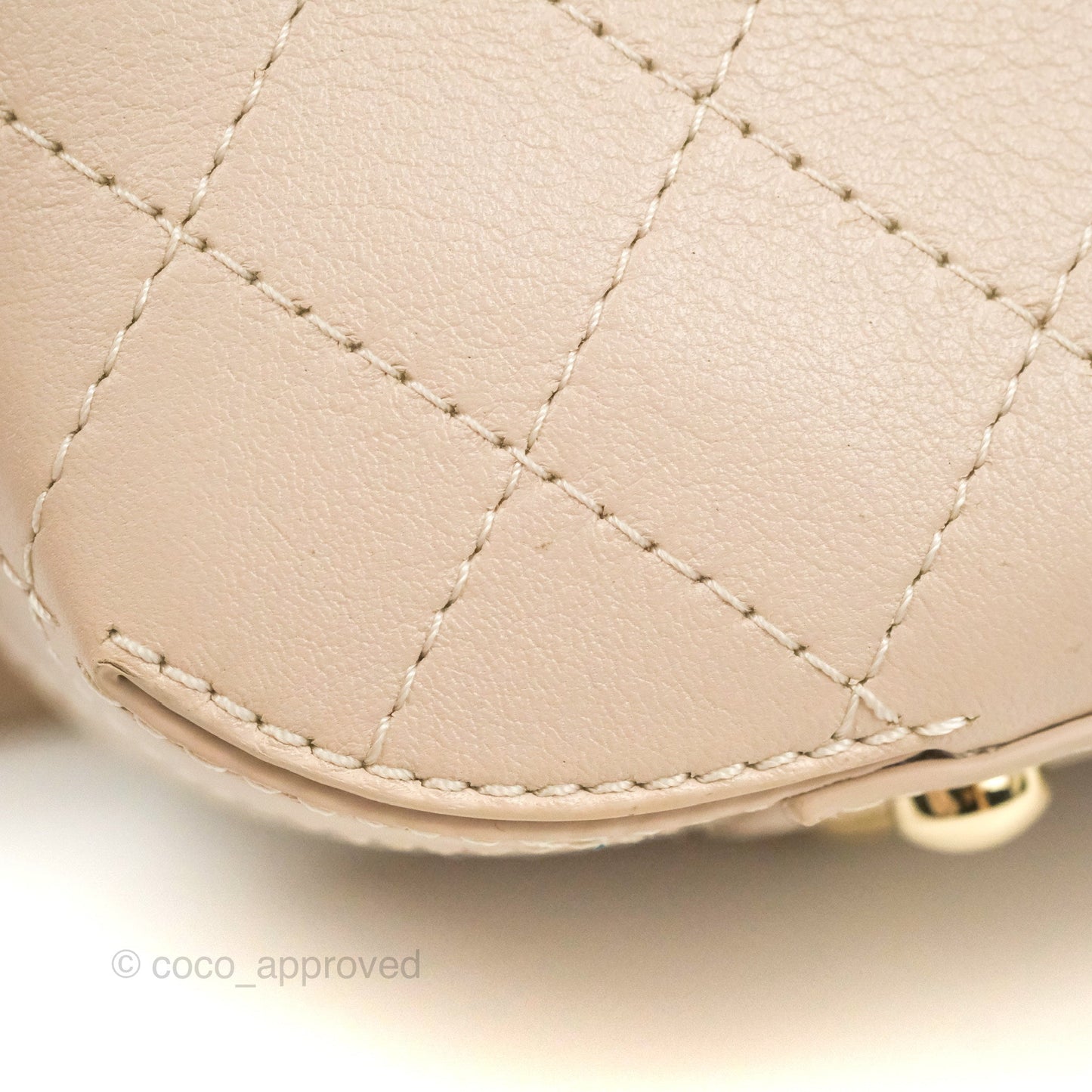 Chanel Flat Quilted Flap Bag Light Beige Calfskin Gold Hardware