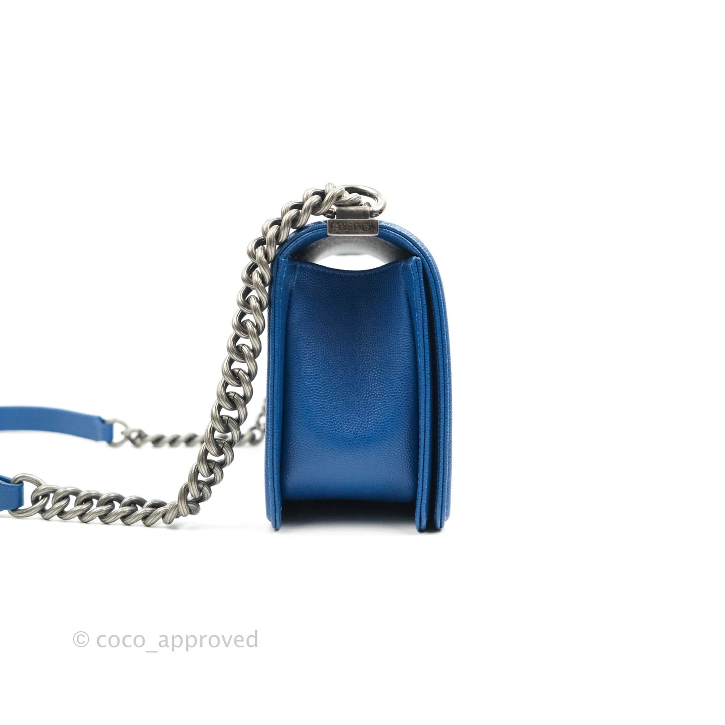 Chanel Quilted Medium Boy Blue Caviar Ruthenium Hardware